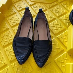 Franco Sarto Black Leather Pointed Loafers